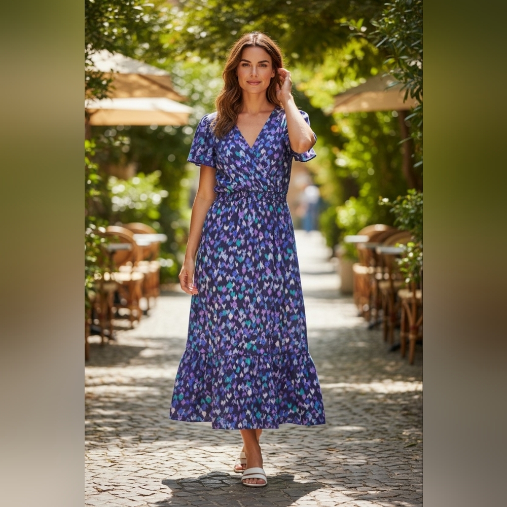Elegant Blue Floral Dress